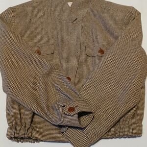 Petite Pendleton Women's Sz 12 Blazer Jacket Virgin Wool Shoulder Pads Short
